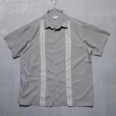 メンズ3XL【A品】ポリシャツUSA古着半袖シャツグレー2082