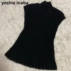 ヨシエイナバ　ノースリーブ　トップス　プリーツ　ブラック