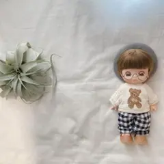 メルちゃんソランちゃん　くまさんアラン袖トレーナー＆ギンガムパンツとベレー帽