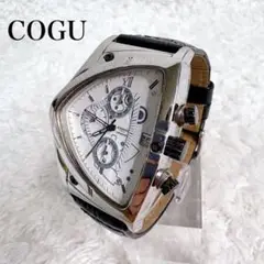 COGU 腕時計　トライアングル　レザー　クロノグラフ　ホワイト　コグ