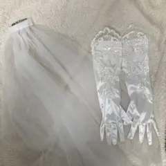ウエディングヴェールとグローブのセット