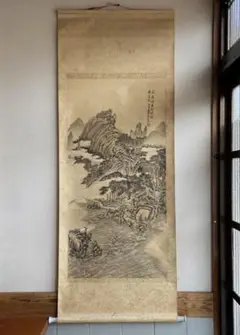 古い中国山水画 掛軸 水墨画 2025年最新】中国水墨画 掛け軸の人気アイテム - メルカリ