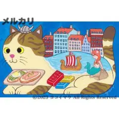原画「猫の背中に何かある〜デンマーク」アンデルセン/猫/イラスト/アート/絵画