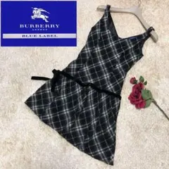 バーバリー ブルーレーベル♡アンゴラ混 ノバチェック りぼん ワンピース 秋冬