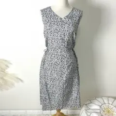 UNTITLED コットン混 花柄ノースリーブワンピース 白×黒 サイズ1 S