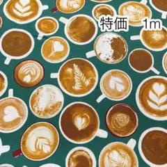 ラスト2点 特価 1m カフェラテ グリーン オックス