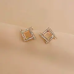 ‼️ラスト1品セール‼️nxu nxu　ピアス　高級感　差別化　四角　キラキラ