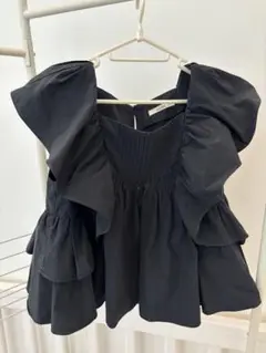 【美品】SNIDELラッフルフリルブラウス スナイデル　black F