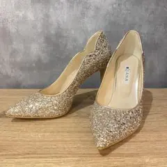 〈美品〉　DIANA シルバー　ゴールド　グリッター　パンプス　高ヒール
