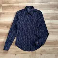 【21AW】ヴェルサーチ メデューサボタン ラ グレカ 総柄 長袖 シャツ