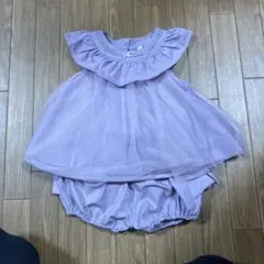 薄紫色 フリル付きトップスとショートパンツセット
