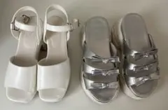 厚底サンダル GRL シルバー　& COLZA ホワイト　セット　23.5
