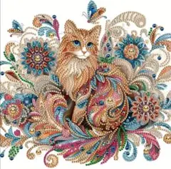 ダイヤモンドアート　カラフルな猫　30×30 製作ツール付き