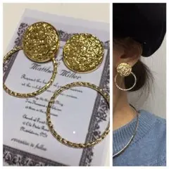 再販 958-2 2way☺︎デザインゴールドのピアス×パール☺︎
