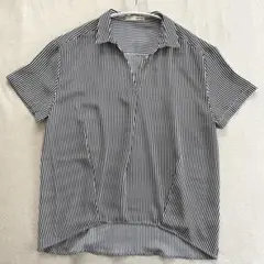 【SHOO LA RUE】ストライプ 半袖 シャツ 紺 白 シューラルー