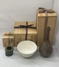 伝統工芸士 柴岡秀泉 備前焼 茶道具 花器　生花 在銘　共箱付 Yahoo!オークション -「柴岡秀泉」の落札相場・落札価格