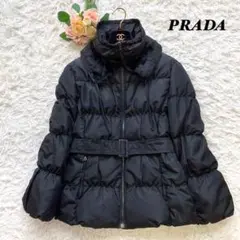 【定価35万】PRADA ダウンジャケット リスファー シルク混 ベルト 38