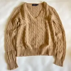 ポロラルフローレン ケーブルニット Vネック ウールカシミヤ Mサイズ