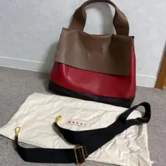 MARNI レザーバック カラーコンビ ショルダー付き トートバッグ