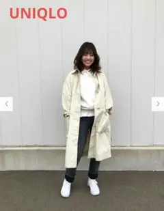 【美品】ユニクロ コットンロングコート S ベージュ