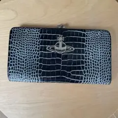 vivienne westwood 長財布　がま口　クロコ　パイソン　ブラック