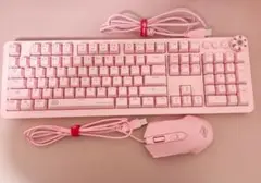 ゲーミングキーボード マウス セット ピンク