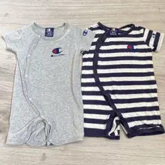 Champion ロンパース 60-70サイズ 2枚セット　新生児　前開き　0歳