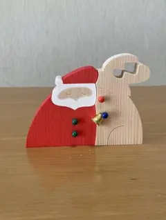 クリスマス　オーナメント　サンタとトナカイの木製オブジェ