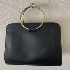 OZOC ブラック リングハンドバッグ 2wayショルダー紐無