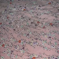 正絹鬼ちりめん　約35×165 薄桃さくら撫子色に小花　カラフル　鬼しぼ　長め
