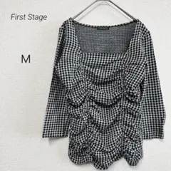 First Stage⭐️千鳥柄 綺麗め 上品 トップス 毛 日本製 Mサイズ