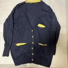 ユニクロ×イリアンローブ　コラボ　ロングカーディガン　ネイビー×イエロー　S