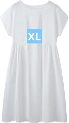 COSGO ワンピース レディース 丸首 シンプル 綿 ミモレ XL ホワイト