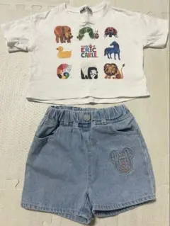 みっきー　デニム　ショートパンツ　未使用　とおまけの腹ペコ青虫Tシャツ