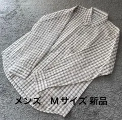 メンズ エンボスチェックドライ長袖シャツベージュM新品