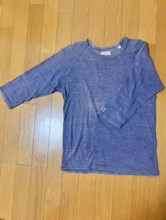H.R Marketブルー系七分丈Tシャツ Hの刺繍 サイズ2