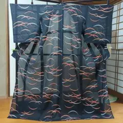 洗えるお着物　絽　漆黒に芝草文　反物からのお仕立て