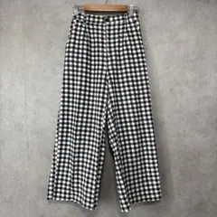 【Co】ワイドパンツ（M）ギンガムチェック＊ストレート＊ウエストゴム＊ポケット