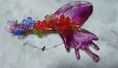 蝶とお花のバレッタ