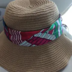 ベージュブラウン バケットハット UVケア　スカーフおまけ付き