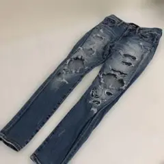 AZUL by moussy ダメージデニムパンツ　ダメージスキニーパンツ　S