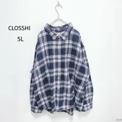 クロッシー|サーモライト ネルシャツ【5L】タータンチェック柄 ユニセックス 紺