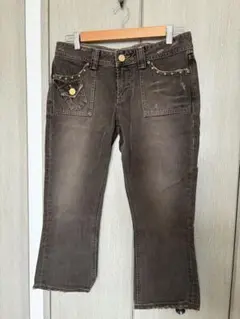 SOMETHING クロップドジーンズ ダメージ加工