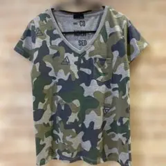 レディースTシャツ迷彩柄Ｖネックバラク
