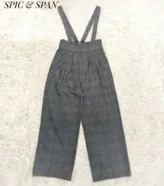 【SPICu0026SPAN】サスペンダー付きタックパンツ グレンチェック 36サイズ