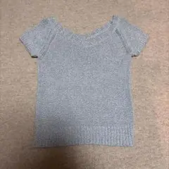 COMME CA DU MODE グレー Vネック 半袖ニット 9号　グレー