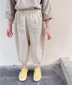 aimoha KIDS子供服 キッズボトム ストライプ柄テーパード ロングパンツ