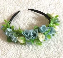 フラワーカチューシャ 花冠 花かんむり ブルー