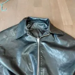 ブラックレザー調ジャケット