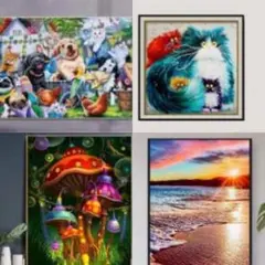 ダイヤアート　ビーズアート　キット ペン 取説付き 風景　犬　猫　４本セット
